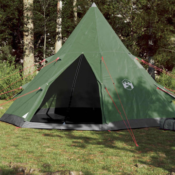 Cort de camping 4 persoane, verde, 367x367x259 cm, tafta 185T - Img 1