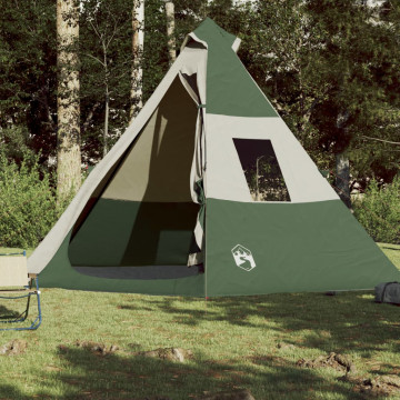 Cort de camping 7 persoane, verde, 350x350x280 cm, tafta 185T - Img 3