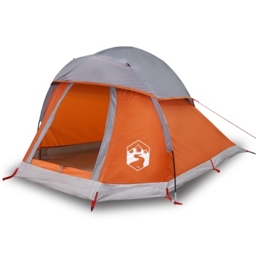 Cort de camping pentru 1 persoană, gri/portocaliu, impermeabil - Img 2