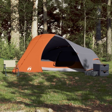 Cort de camping pentru 4 persoane, gri/portocaliu, impermeabil - Img 3