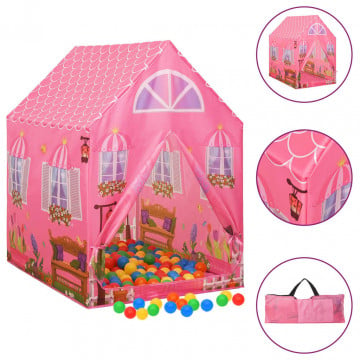 Cort de joacă pentru copii cu 250 bile, roz, 69x94x104 cm - Img 1