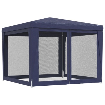 Cort de petrecere cu 4 pereți din plasă, albastru, 3x3 m, HDPE - Img 7
