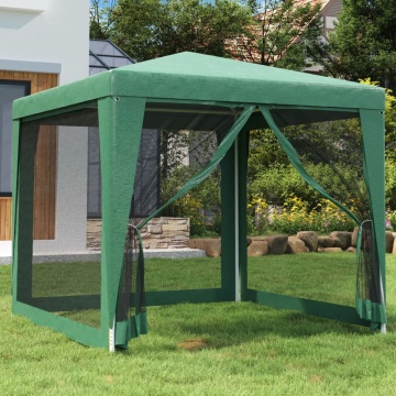 Cort de petrecere cu 4 pereți din plasă, verde, 2,5x2,5 m, HDPE - Img 1