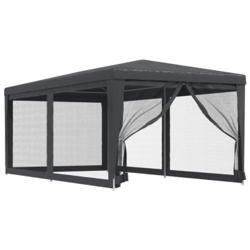 Cort de petrecere cu 6 pereți din plasă, antracit, 3x6 m, HDPE - Img 2