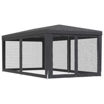 Cort de petrecere cu 6 pereți din plasă, antracit, 3x6 m, HDPE - Img 7
