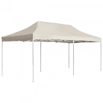 Cort de petrecere pliabil profesional, crem, 6 x 3 m, aluminiu - Img 1