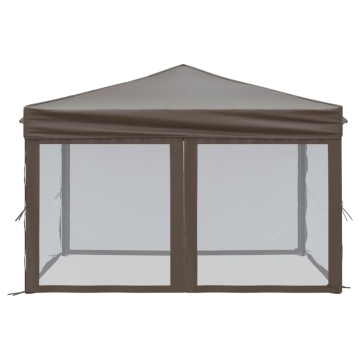Cort pliabil pentru petrecere, pereți laterali, taupe, 3x3 m - Img 4