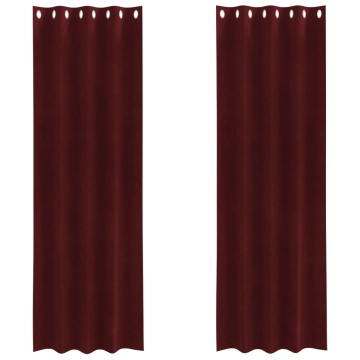 Cortine Blackout cu ochiuri 2 pcs Roșu Vin Catifea - Img 2