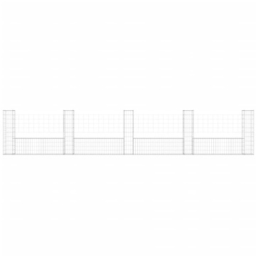 Coș de gabion în formă de U cu 5 stâlpi, 500x20x100 cm, fier - Img 3