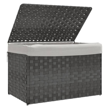 Coș de rufe cu capac, gri, 55,5x35x34 cm, poliratan - Img 4