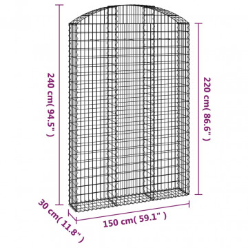 Coș gabion arcuit, 150x30x220/240 cm, fier galvanizat - Img 5