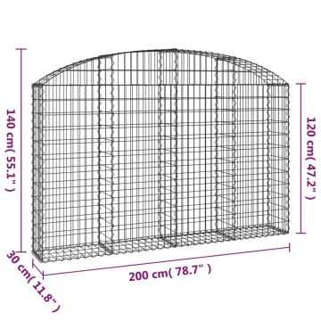 Coș gabion arcuit 200x30x120/140 cm fier galvanizat - Img 5