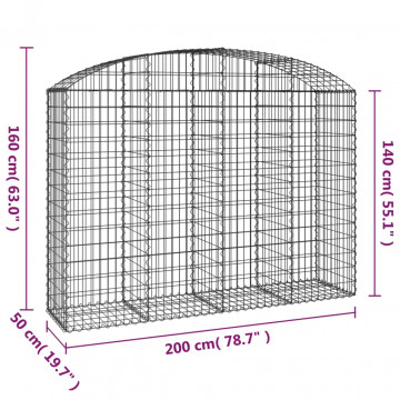 Coș gabion arcuit, 200x50x140/160 cm, fier galvanizat - Img 5