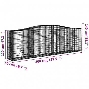 Coș gabion arcuit 400x50x120/140 cm fier galvanizat - Img 5
