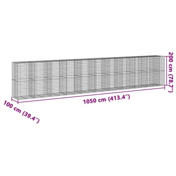 Coș gabion cu capac, 1050x100x200 cm, fier galvanizat - Img 6