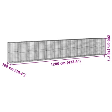 Coș gabion cu capac, 1200x100x200 cm, fier galvanizat - Img 6