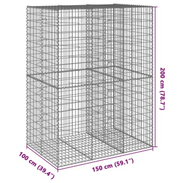 Coș gabion cu capac, 150x100x200 cm, fier galvanizat - Img 6