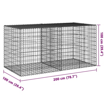 Coș gabion cu capac, 200x100x100 cm, fier galvanizat - Img 6
