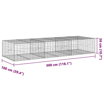 Coș gabion cu capac, 300x100x50 cm, fier galvanizat - Img 6