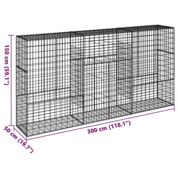 Coș gabion cu capac, 300x50x150 cm, fier galvanizat - Img 6