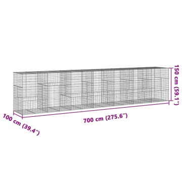 Coș gabion cu capac, 700x100x150 cm, fier galvanizat - Img 6