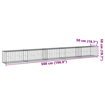 Coș gabion cu capac, argintiu, 500x50x50 cm, fier galvanizat - Img 6