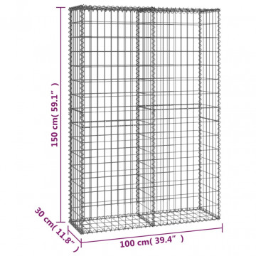 Coș gabion cu capace, sârmă galvanizată, 150 x 100 x 30 cm - Img 6