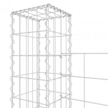 Coș gabion în formă de U cu 3 stâlpi, 260x20x150 cm, fier - Img 6