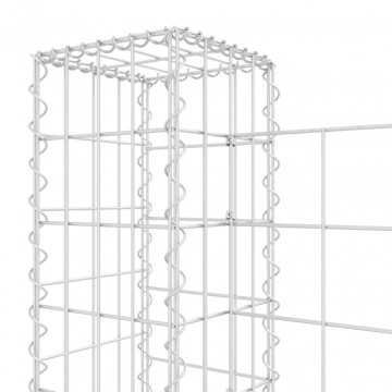 Coș gabion în formă de U cu 4 stâlpi, 380x20x100 cm, fier - Img 6