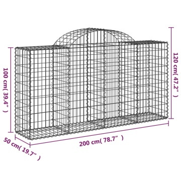 Coșuri gabion arcuite 11 buc, 200x50x100/120cm, fier galvanizat - Img 5