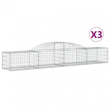 Coșuri gabion arcuite, 3 buc., 300x50x40/60 cm, fier galvanizat - Img 2
