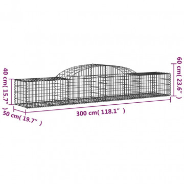 Coșuri gabion arcuite, 3 buc., 300x50x40/60 cm, fier galvanizat - Img 5