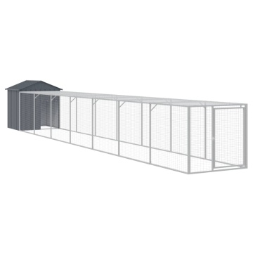 Coteț de pui cu incintă antracit 117x813x123 cm oțel galvanizat - Img 2