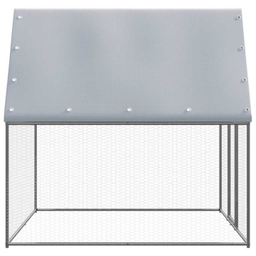 Coteț pentru pui, argintiu și gri, 2x2x2 m, oțel galvanizat - Img 4