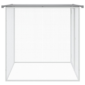 Coteț pui cu acoperiș gri deschis 103x98x90 cm oțel galvanizat - Img 4