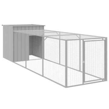 Coteț pui cu incintă gri deschis 110x405x110 cm oțel galvanizat - Img 2