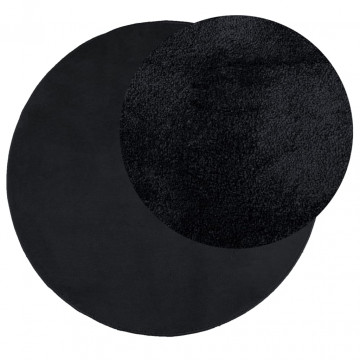 Covor „OVIEDO”, fire scurte, negru, Ø 100 cm - Img 3