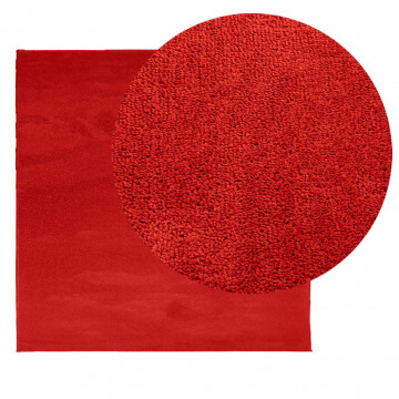 Covor „OVIEDO”, fire scurte, roșu, 120x120 cm - Img 3