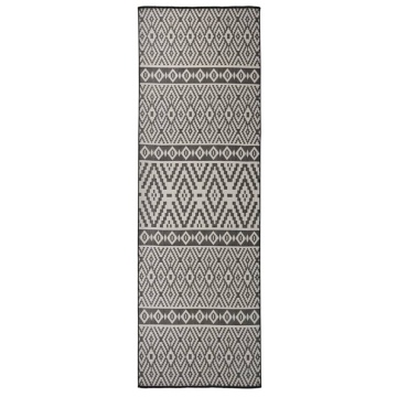 Covor de exterior, dungi negre, 80x250 cm, țesătură plată - Img 1