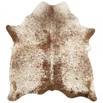 Covor din piele de vită, maro și alb, 150 x 170 cm - Img 7