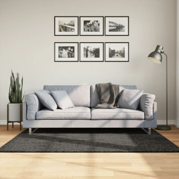 Covor ISTAN, cu fire înalte, aspect lucios, antracit, 120x170cm - Img 1