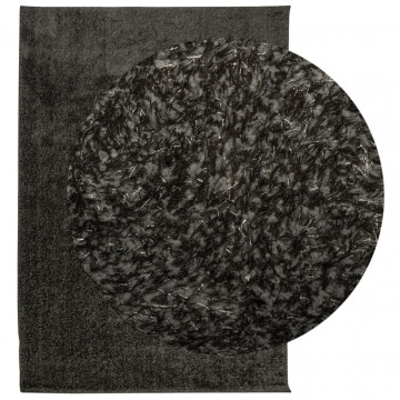 Covor ISTAN, cu fire înalte, aspect lucios, antracit, 120x170cm - Img 3