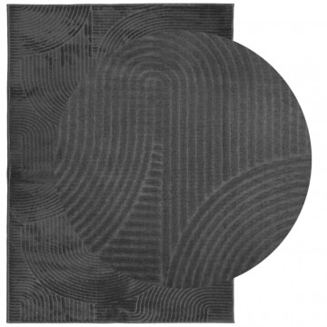 Covor "IZA" aspect scandinav cu fire scurte, antracit,200x280cm - Img 3