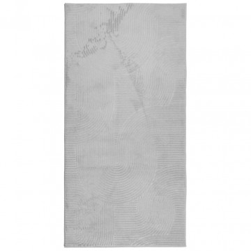 Covor "IZA" aspect scandinav, cu fire scurte, gri, 100x200 cm - Img 2