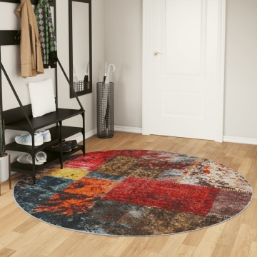 Covor lavabil, multicolor, Ø 200 cm, anti-alunecare - Img 1