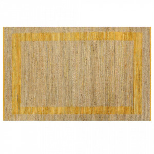 Covor manual, galben, 160 x 230 cm, iută - Img 3