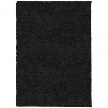 Covor pufos "PAMPLONA" cu fire înalte, negru modern, 200x280 cm - Img 2
