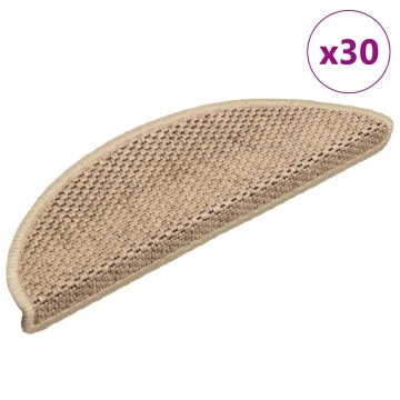 Covorașe de scară autoadezive aspect sisal 30 buc. nisip - Img 1