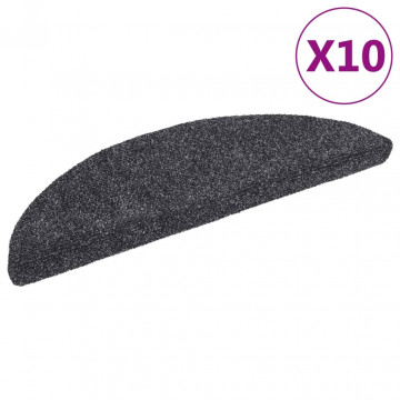 Covorașe scări autoadezive 10 buc. gri închis 56x17x3 cm punch - Img 2