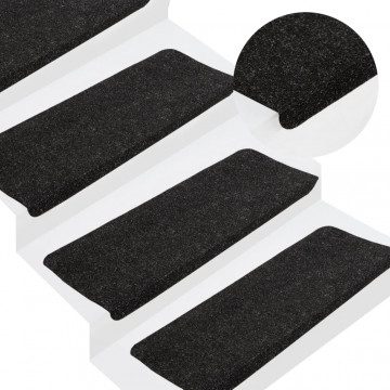 Covorașe scări autoadezive, 15 buc., antracit, 65x24,5x3,5 cm - Img 1